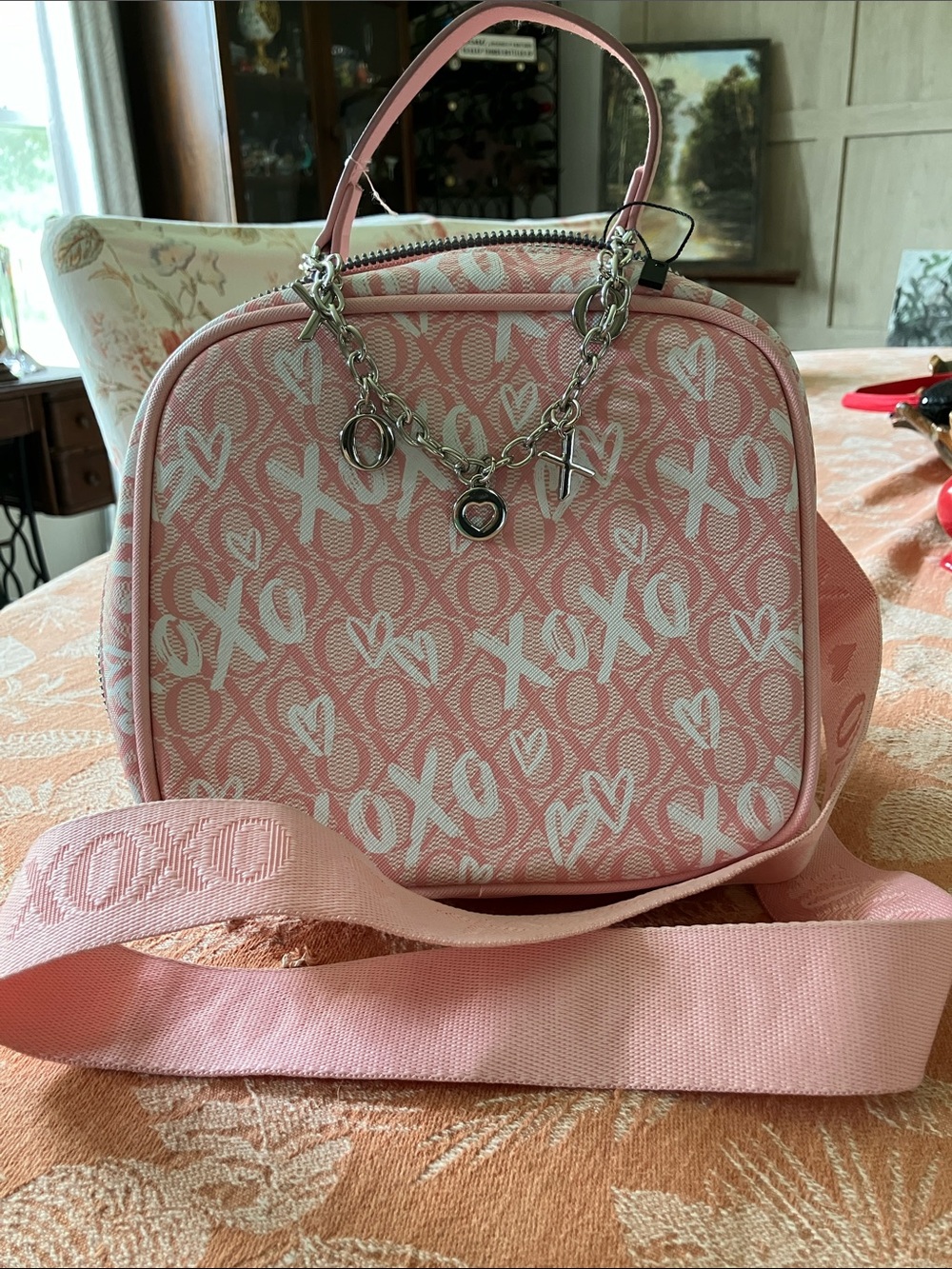 XOXO Pink Heart & XO Charm Crossbody Bag